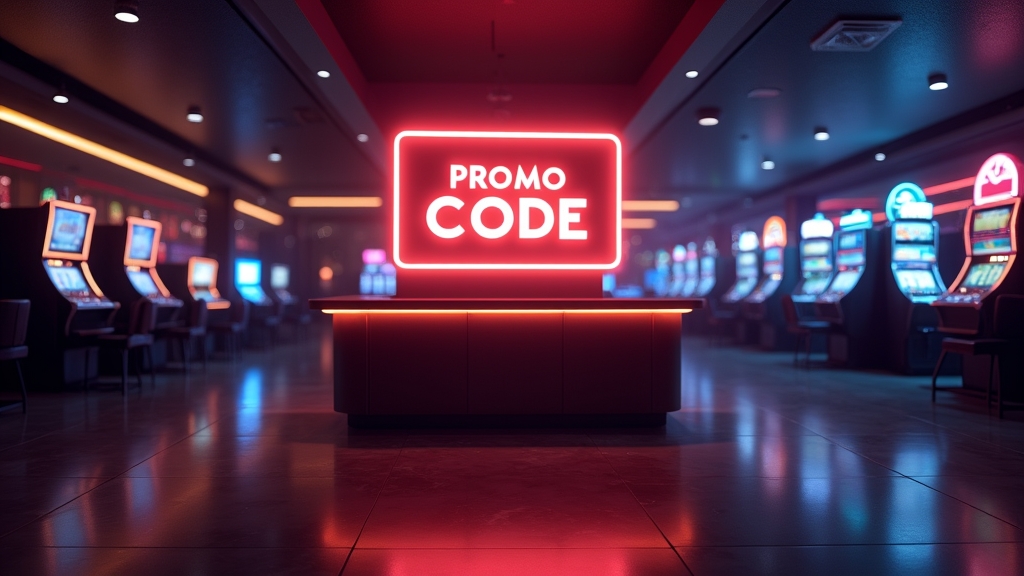 Neonowy kod promocyjny nad wejściem do kasyna online